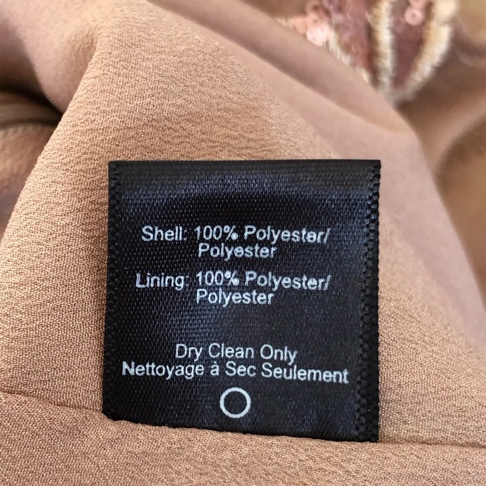 Dress The Population Nude Sequin Floral Dress L - Picture 7 of 8